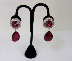 1970s Faux Ruby Chandelier Earrings