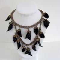 Vintage Art Deco Bookchain Leaves Necklace