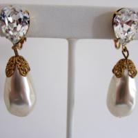 Vintage Miriam Haskell Baroque Pearl Earrings
