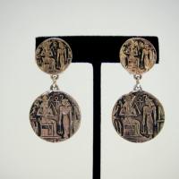 Vintage Bergere Egyptian Scene Earrings