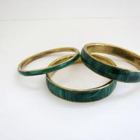 Vintage Malachite and Brass Bangles 