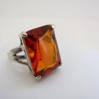 Vintage Orange Glass Cocktail Ring