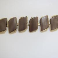 Vintage Wide Brown and Goldtone Bracelet