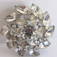 Vintage Rhinestone Flower Brooch