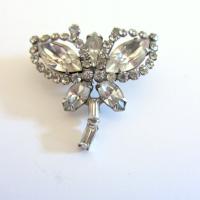 Vintage Rhinestone Butterfly Brooch