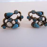 Vintage Victorian Revival Faux Turquoise Earrings