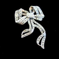 Vintage Sterling Silver and Marcasite Bow Brooch