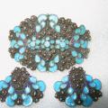 French Enamel Brooch and Earrings