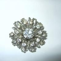 Vintage 1950s Rhinestone Floral Brooch