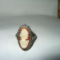 Silver Cameo and Onyx Flip Ring