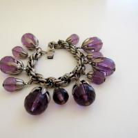 Vintage Napier Purple Lucite Charm Bracelet