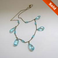 Vintage Teardrops Aqua Glass Necklace