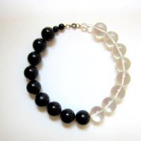 Vtg Clear Lucite & Black Bead Necklace