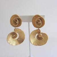 Vtg Gold Modernist Earrings