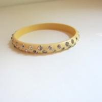 Art Deco Celluloid Rhinestone Bangle