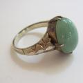 1950s Sterling and Green Jade Ring