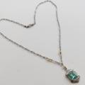 Art Deco Sterling Aquamarine Glass Necklace