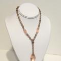 Art Deco Czech Pink Crystal Pendant Necklace